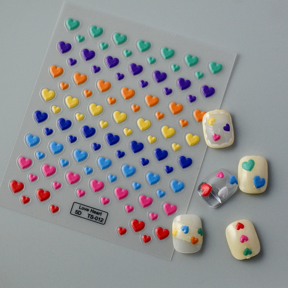 Pegatinas de uñas en relieve de amor blanco y negro 5D, decoración de Arte de uñas, pegatinas florales coloridas, prensa en las uñas, calcomanías de uñas de mariposa