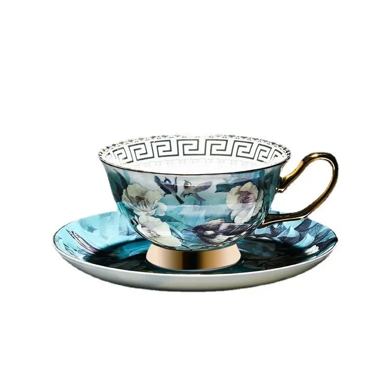 British Style Ceramic Flower Bone China Coffee Cup Set High-end Afternoon Tea Pastoral Flower Tea Cup Birthday Gift Cool Cups