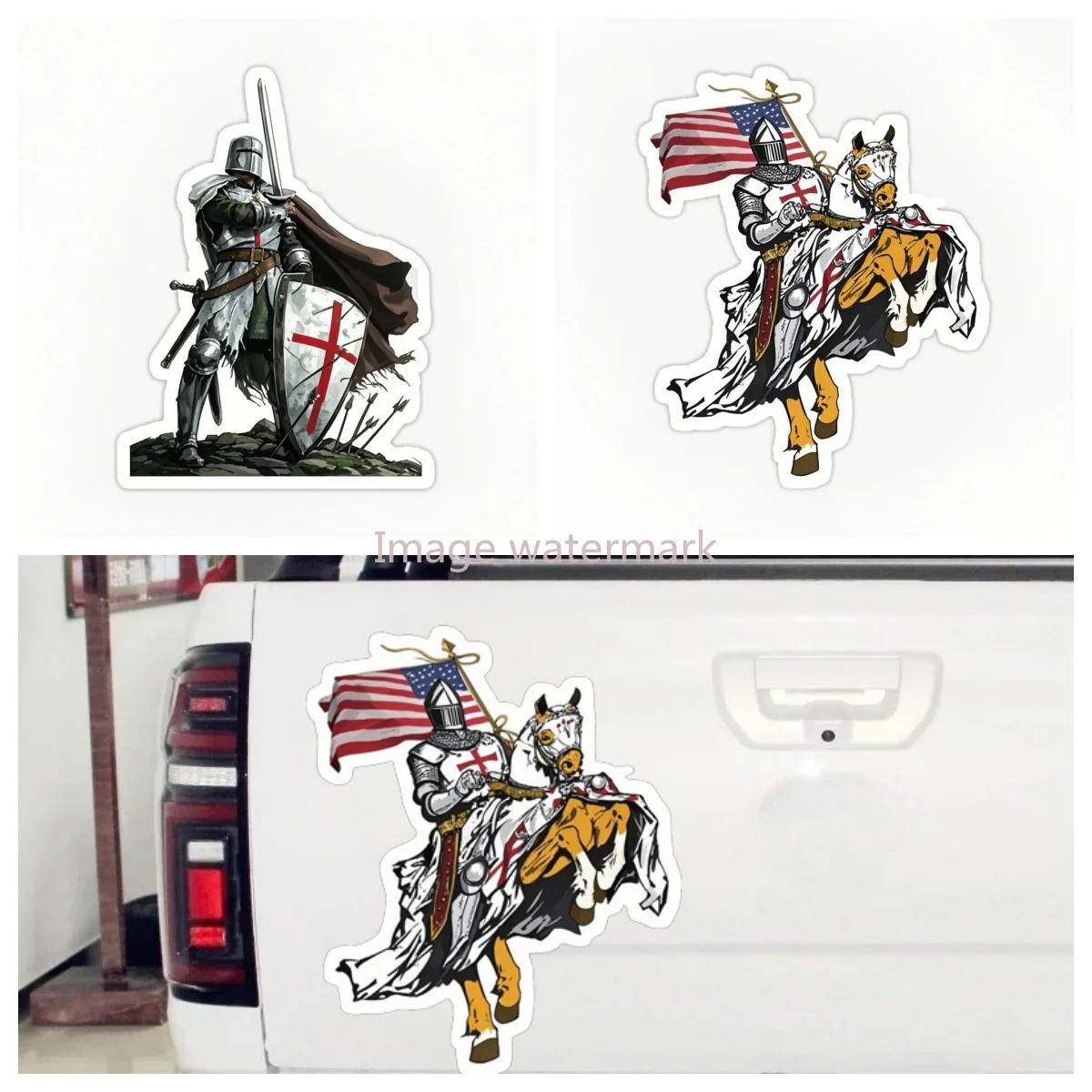 Knight Templar Crusader Red Cross Deus Vult Badge PVC Waterproof Car Stickers Bumper Laptop motorcycle  Camper Van Table Fridge