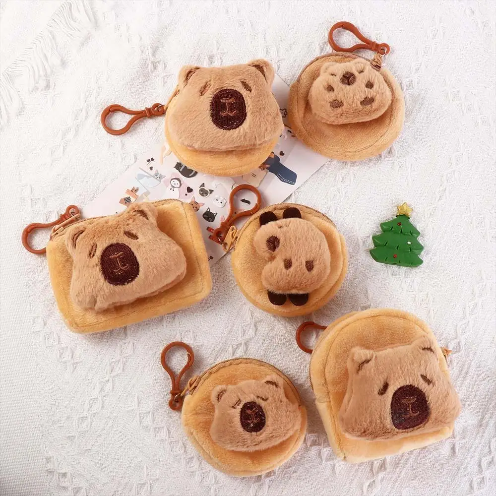 

Мультяшное животное Капибара, плюшевый кошелек для монет, большая емкость, корейский стиль, маленькая сумка с капибарой, сумка для денег, сумка с подвеской, декор