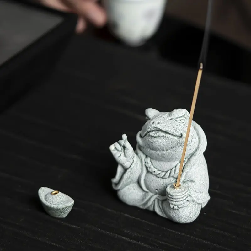 Sand Stone Incense Seat Insert Bracket,Free Agarwood 30pcs Tea Art Zen Aromatherapy Incense Creative Lucky Treasure  Decoration