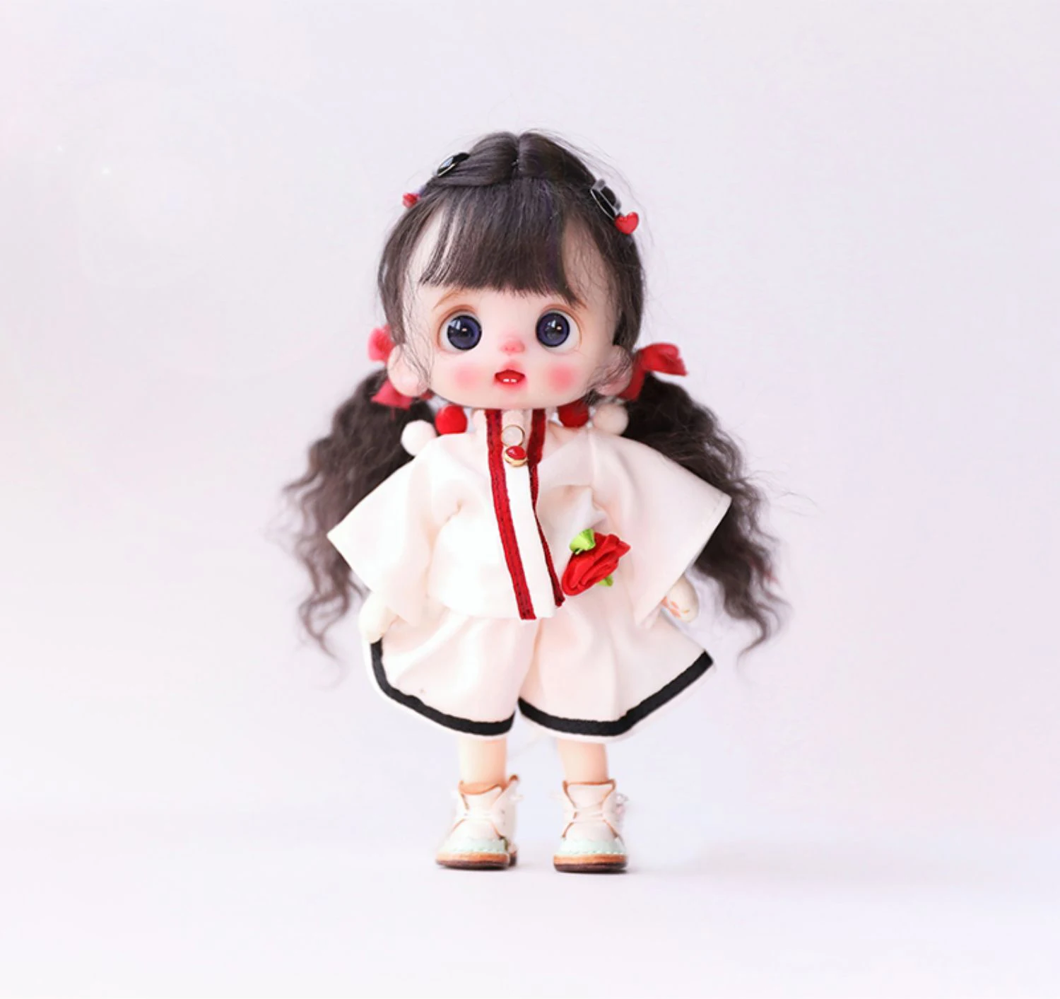 H01-A224 children handmade toy 1/12 bjd ob11 GSC P9 UF doll clothes white rose set