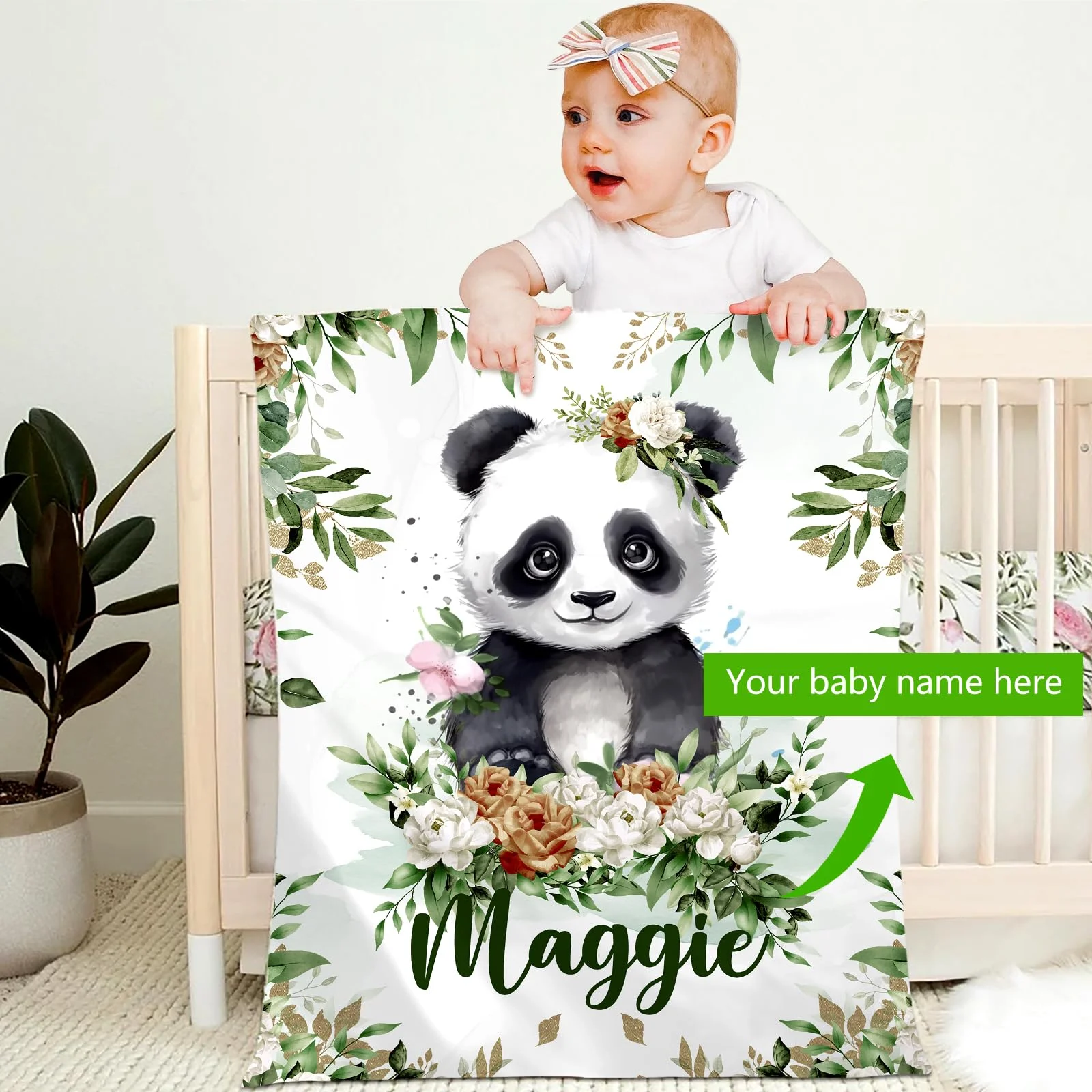 

VIKAMA Cartoon Panda Print Baby Blanket. Soft, Comfortable, Washable And Dirt-Proof Ideal For Newborn Baptisms And Naptime