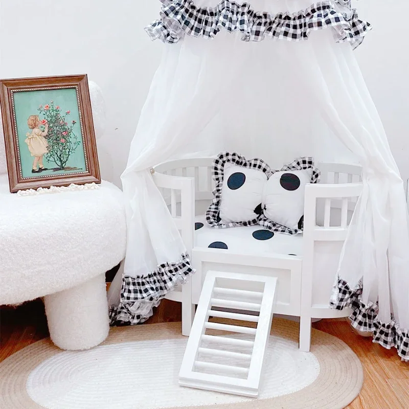 Cat bed pet bed solid wood cat princess bed for small dogs