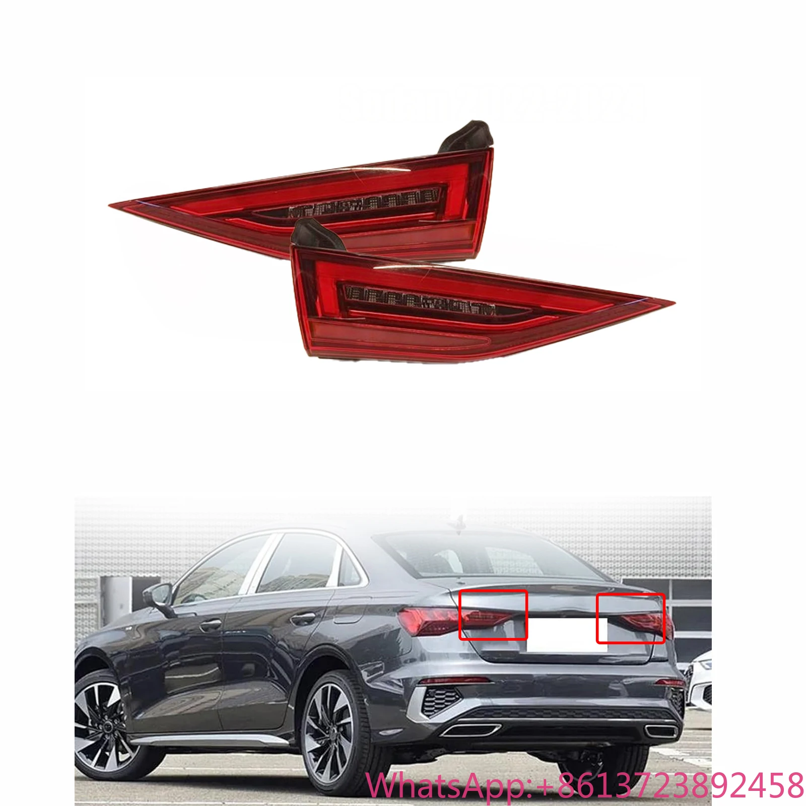 

Pair LED Inner Tail Lights Assembly for Audi A3 2020-2024 Rear Lamp 8Y0945307 Driver and Passenger Side with Bulbs