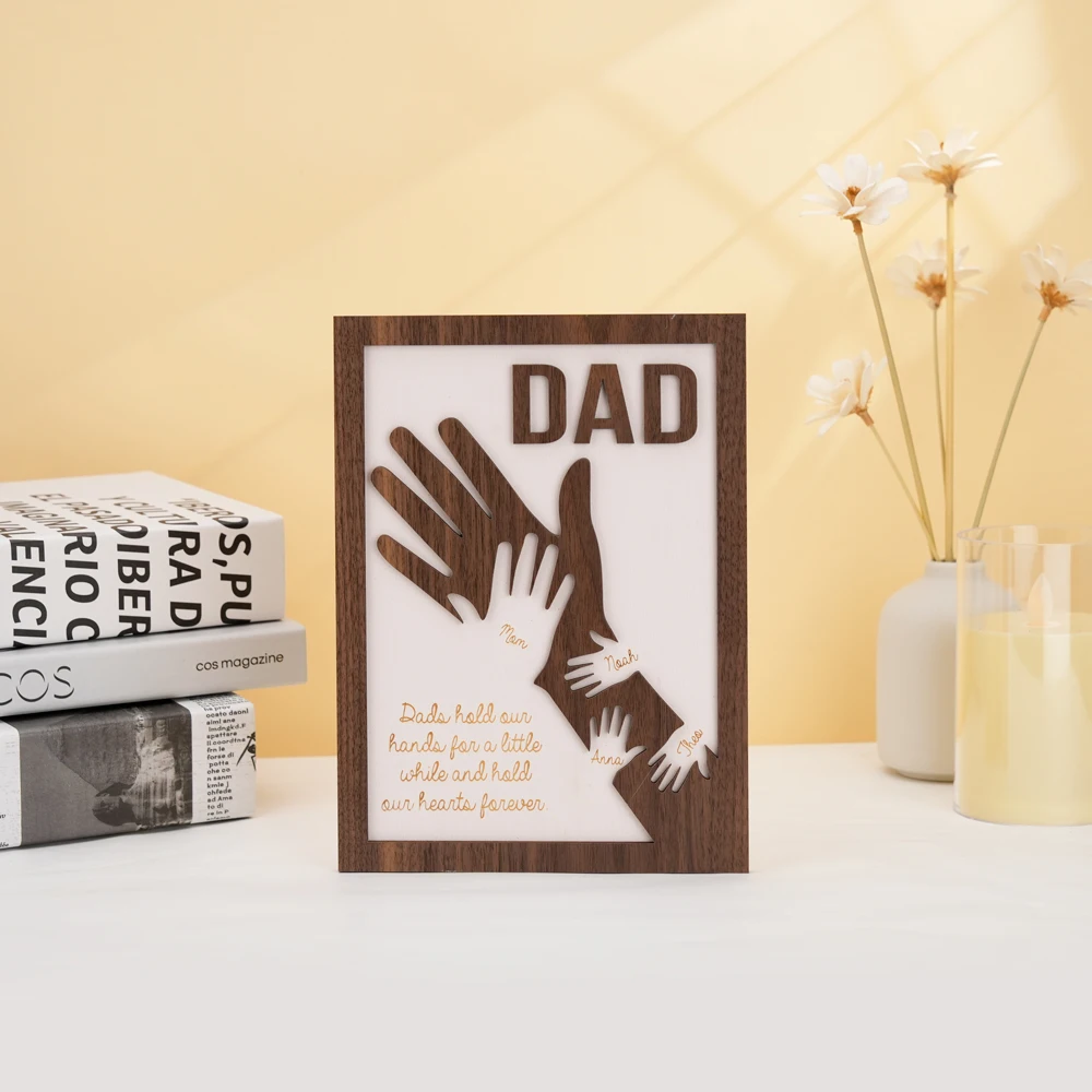 Personalized Father's Day Gifts, Custom Father's Day Gifts, Wooden Plaques Engraved Names for Dad Grandpa Wood Sign