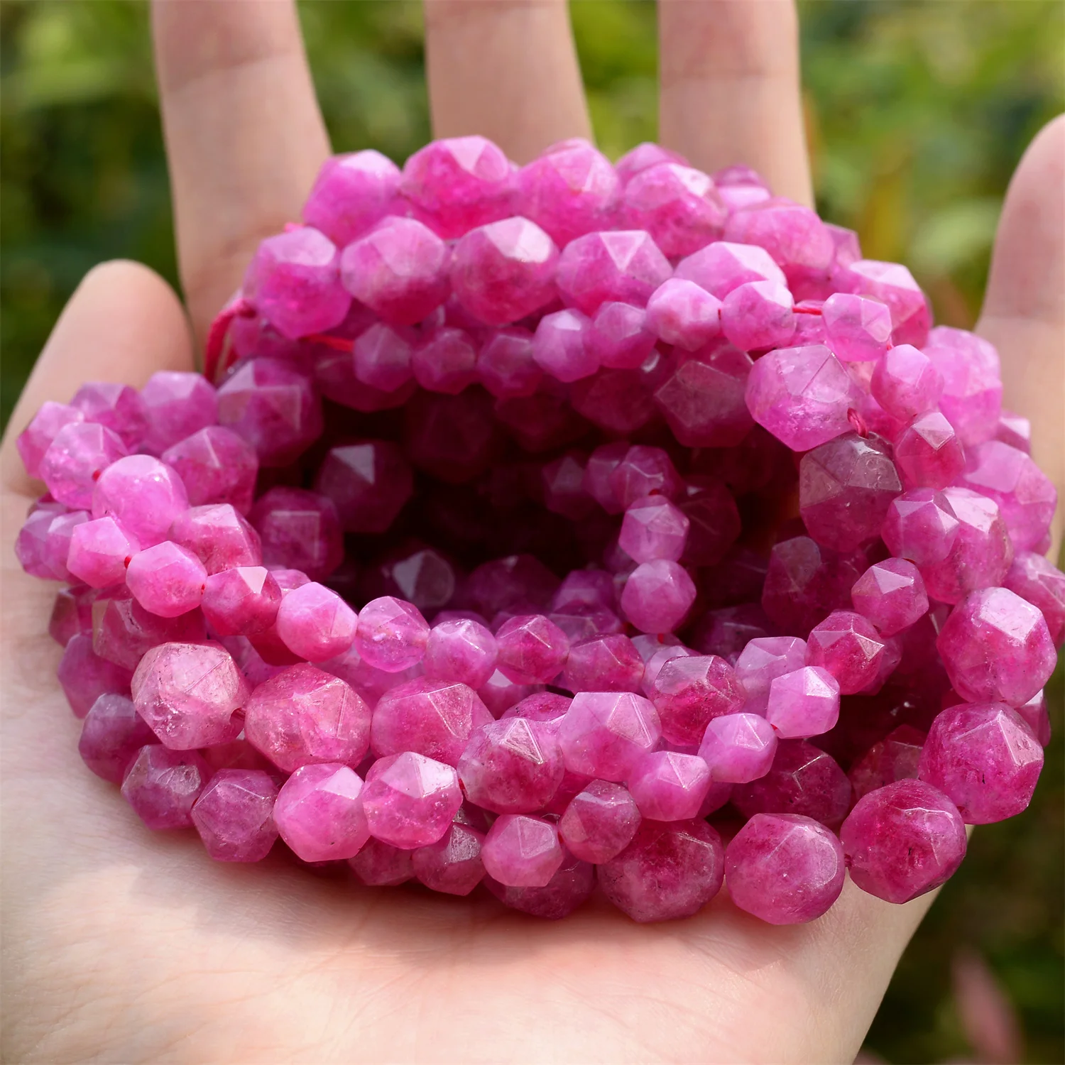 Pink Faceted Tourmaline Beads Natural Stone Bead for Jewelry Making DIY Charm Bracelet Necklace Accessories 15''inches 6/8/10mm