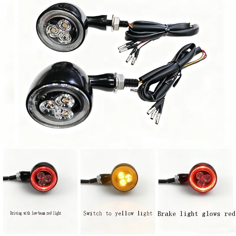 Motorcycle Custom Retro Three-in-One Turn Signal 8mm Front Position Light LED Turn Running Light for Harley Sportster For Dyna,