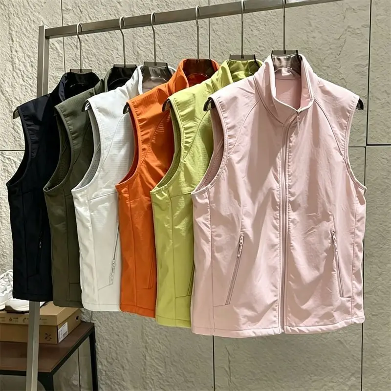Women Vest New Quick-drying Stand Collar Cycling Vest Ladies Summer Sleeveless Jacket Breathable Thin Vest Female Waistcoat Tops
