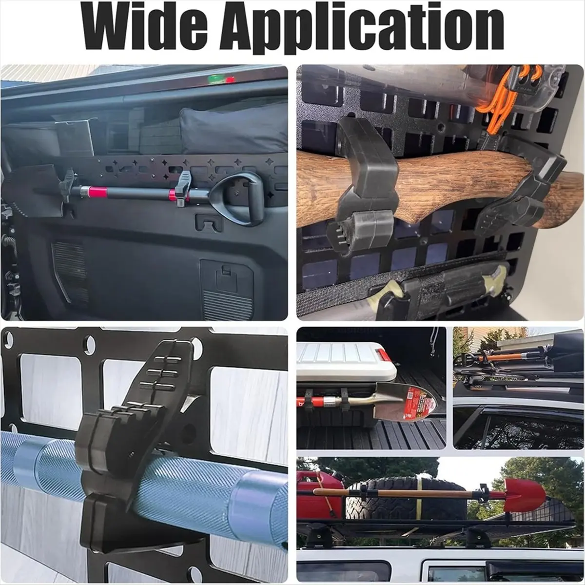 4Pcs Quick Release Rubber Clamp Mount Kit Fits 1-1/7inch to 1-3/7inch Diameter Tool Handles for Trucks UTV ATV