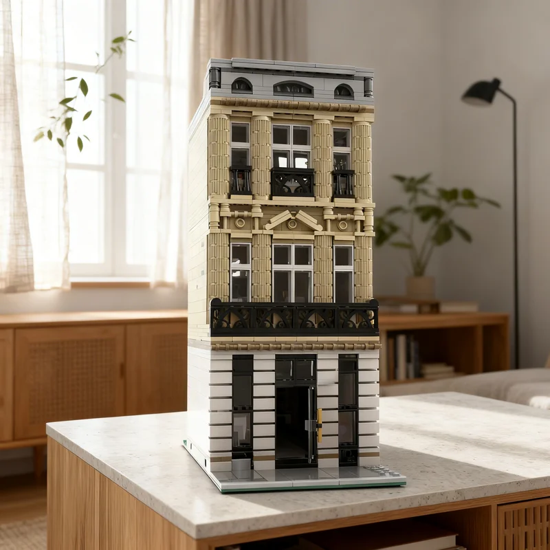 

2056 деталей MOC: Модульная модель аптеки в старинном городе, строительные блоки, креативный подарок для самостоятельной сборки, декор для демонстрации, премиум-класс для взрослых