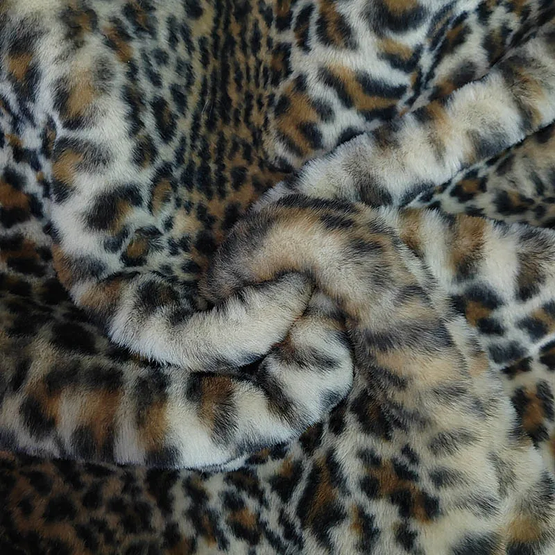 Mixed Faux Fox Fur Fabric, 1.2cm Hair Leopard, Tiger Pattern, Plush, Sewing, DIY Home Decoration, Carpet, New, Brown-Grey-White