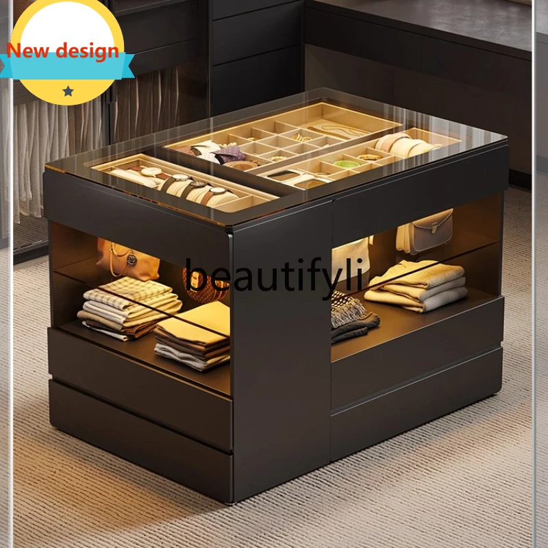 A139 Cloakroom Island Cabinet Jewelry Display Cabinet Light Luxury Home Storage Chest of Drawers Integrated Island Floor-standin