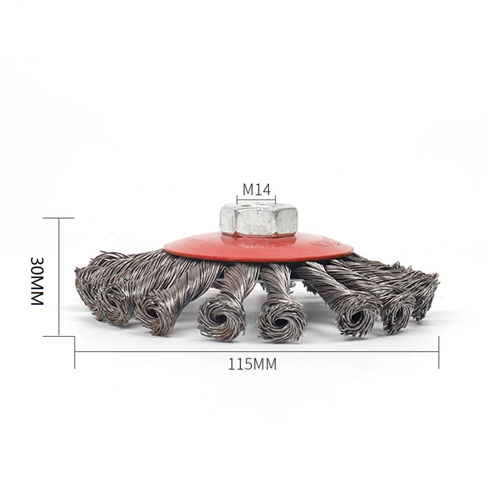 Spazzola a tazza con ruota in filo di acciaio resistente per smerigliatrice angolare Rimozione efficiente della ruggine e della vernice Filettatura di montaggio M14 * 2