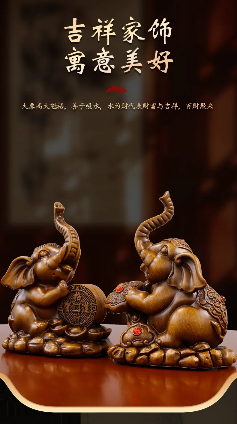 

Chinese style elephant statue handicrafts living room bedroom office desk home decoration attracting wealth housewarming gifts