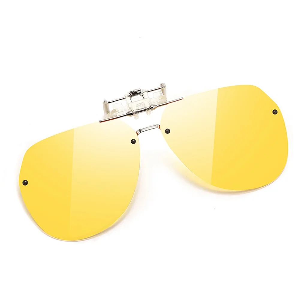 2026 Metal Clip Polarized Yellow Night Vision Glasses UV400 Flip Up Sunglasses HD Eyewear Driving Riding Fishing Shades