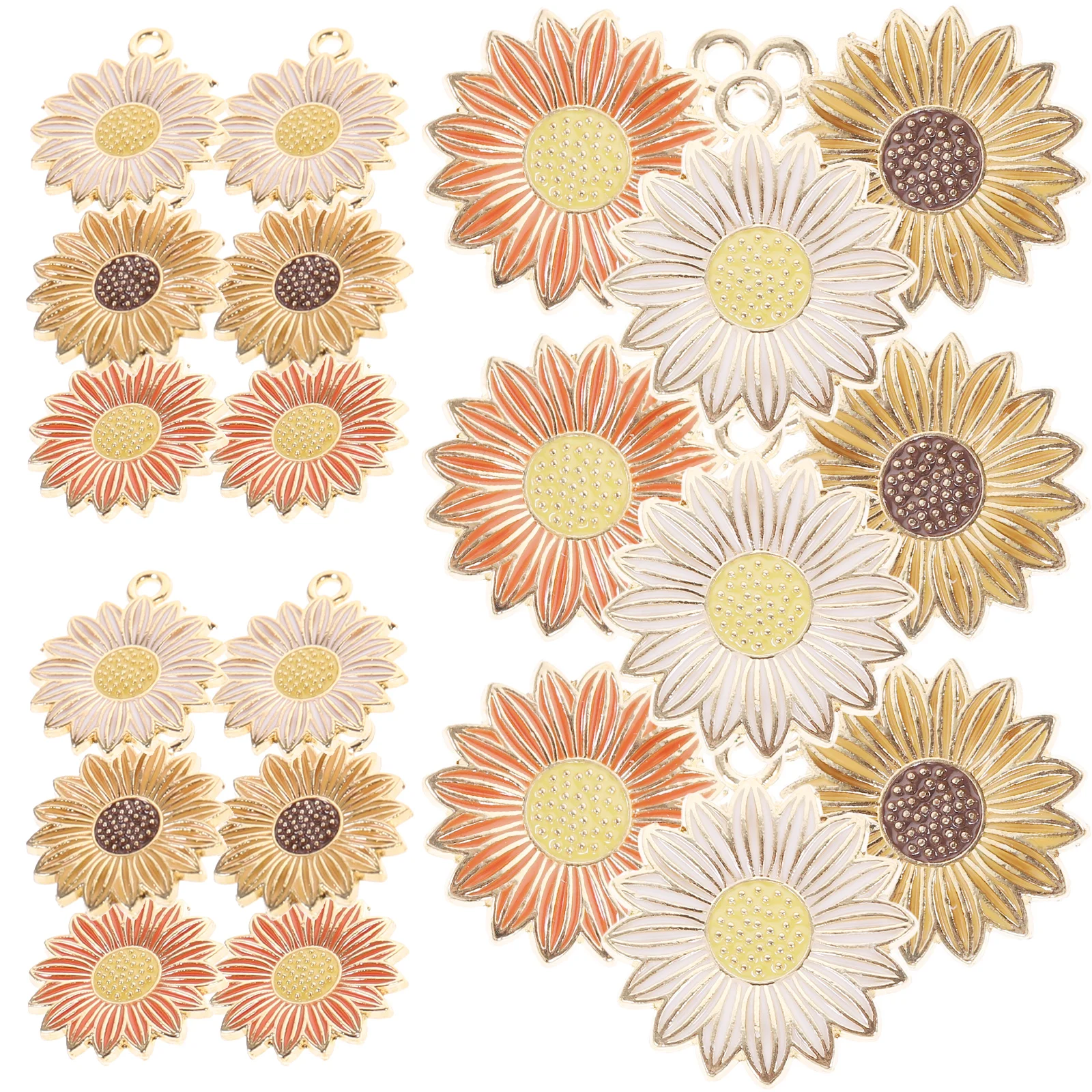 30 pezzi di ciondoli di girasole in lega premium con pendenti a forma di fiore, portachiavi, orecchini, braccialetti, gioielli fai da te, accessori per la creazione di gioielli, artigianato durevole