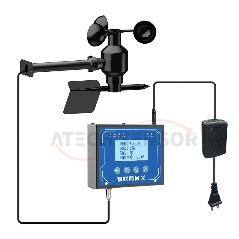 

Smart Wind Speed and Direction Alarm With Sensor RS485/4G LCD Screen Display Environmental Weather Monitoring