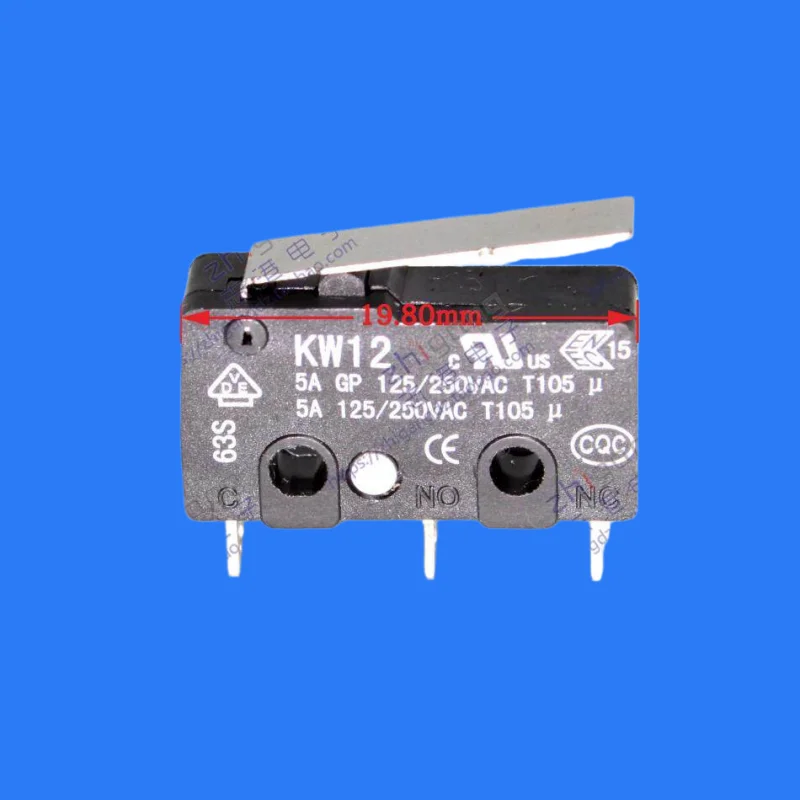 

50 шт./упак. Микропереключатель KW12 для водонагревателей, электрических штор, трубчатых двигателей, малый концевой выключатель хода
