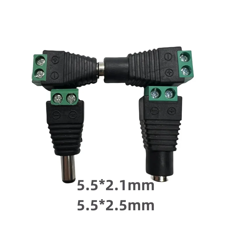 1PCS 12V 2.1 x 5.5mm DC Power Male Plug Jack Adapter Connector Plug for CCTV single color LED Light 5.5*2.5mm The socket