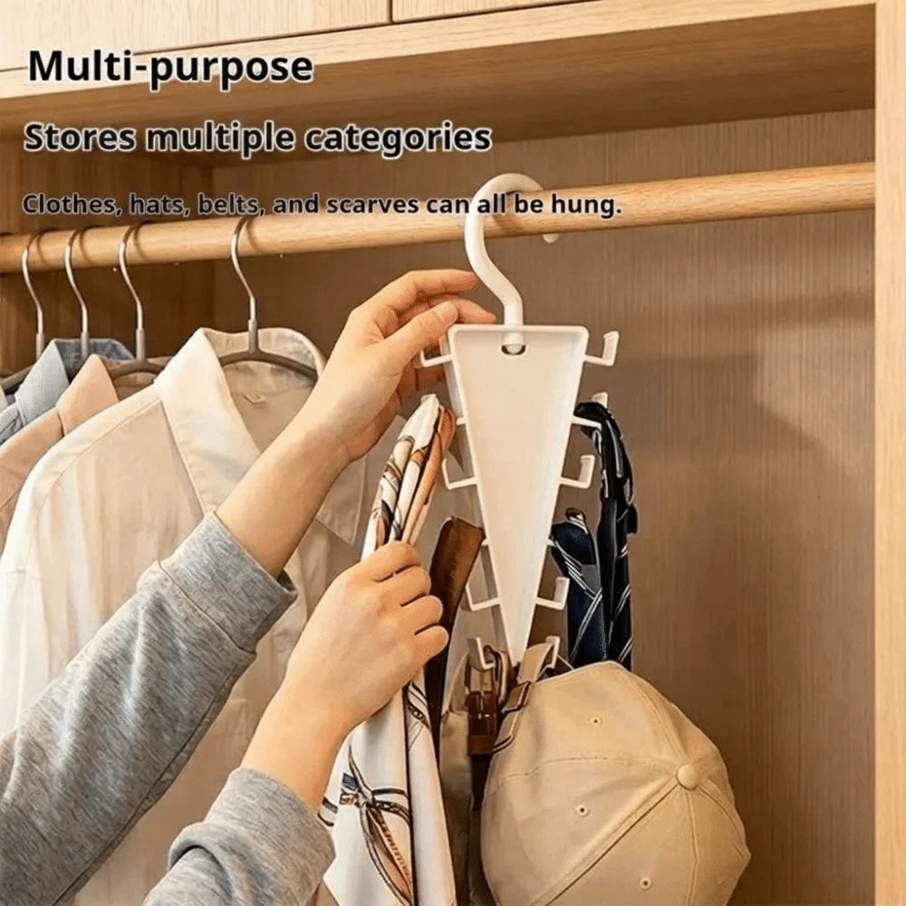 Portable Wall Mounted V Shaped Hanger Space Saving Rotatable Double Sided Hanger 12 Hooks Hat Rack