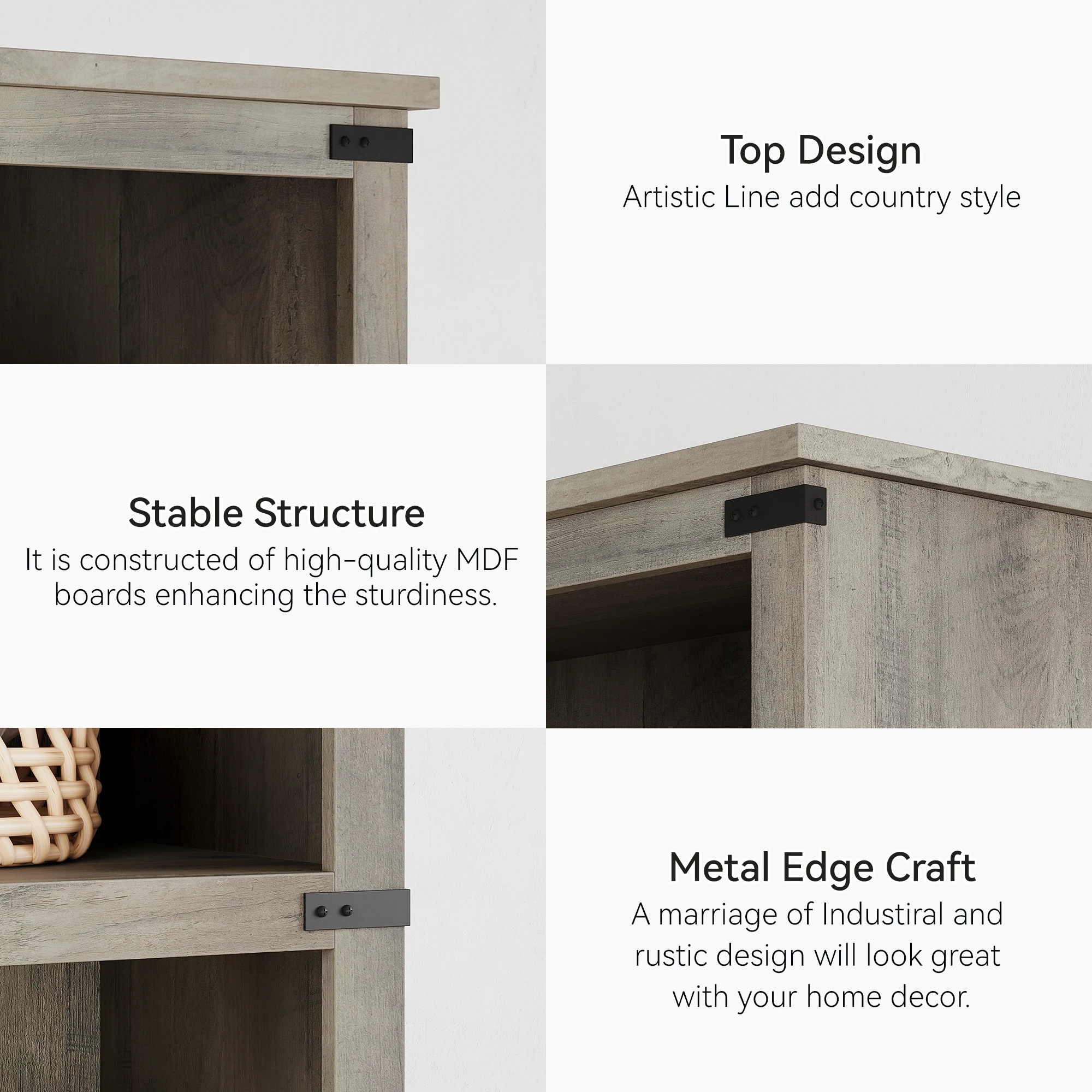 3-х уровневый книжный шкаф для фермерского дома, высокая книжная полка 39,9 дюйма с деревянными книжными полками для хранения, 3 полки для домашней мебели