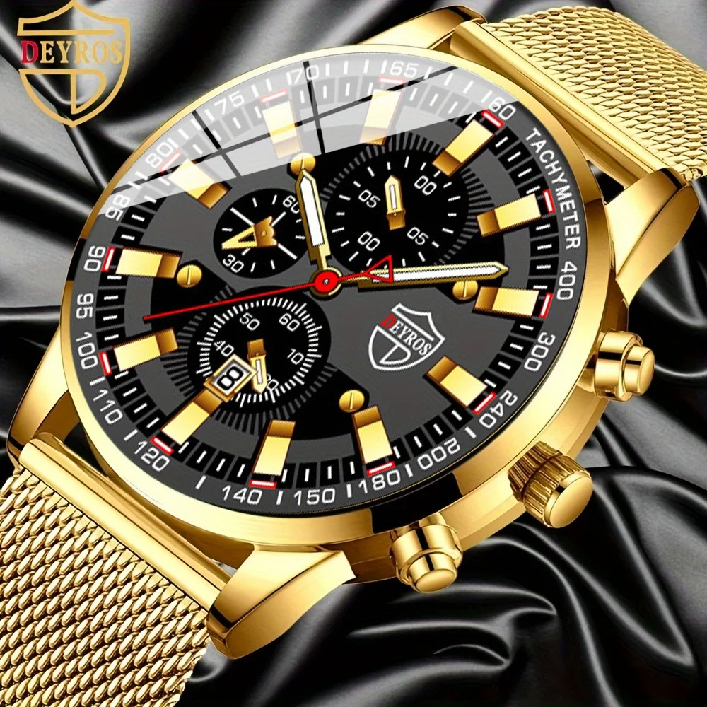 Luxury Men's Date Display Watch Mens Alloy Quartz Watch Men's Business Casual Wrist Watch