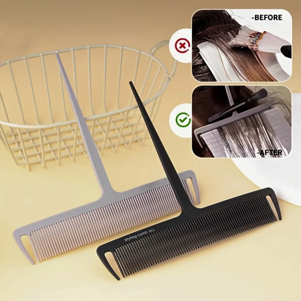 T‑Shaped Hair Highlighting Comb Professional Salon Weaving Foiling Comb Hair Dye Sectioning Styling Tool Barber Hair Coloring