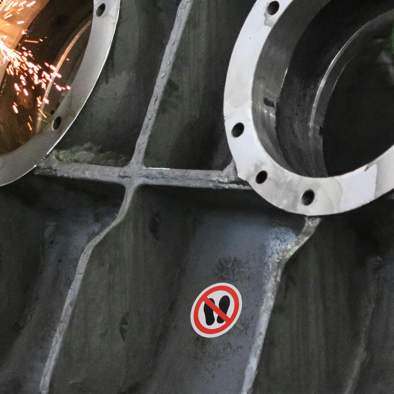 10pcs No Decals Warning Sign Stickers Adhesive Waterproof For Factory Workshop Floor Wall Hazard Alert Durable