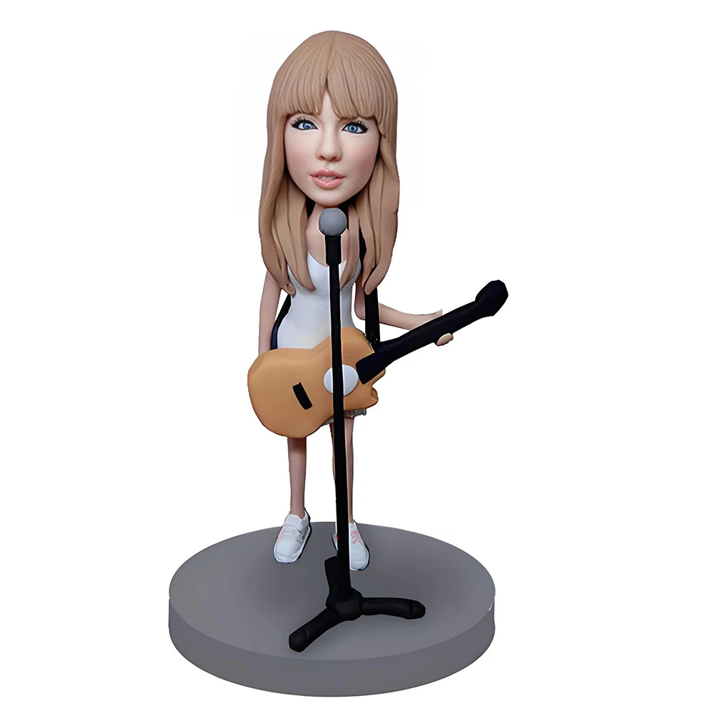 Custom Female Bobblehead with Guitar,Personalized Custom Full,Personalized Unique Handmade Figurine,Based on Your Photo