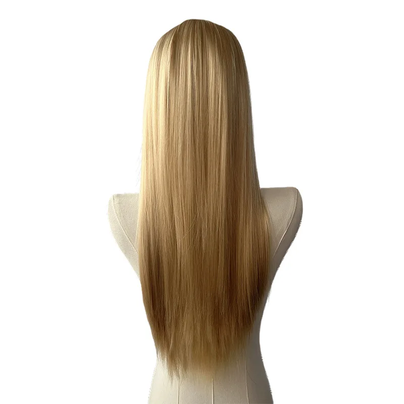 Long straight synthetic wig, Halloween wig, cosplay wig, role-playing wig, daily party high-temperature silk wig cap