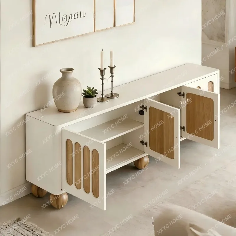 XXCream wind paint TV cabinet Solid wood multi-layer board Living room audio-visual cabinet