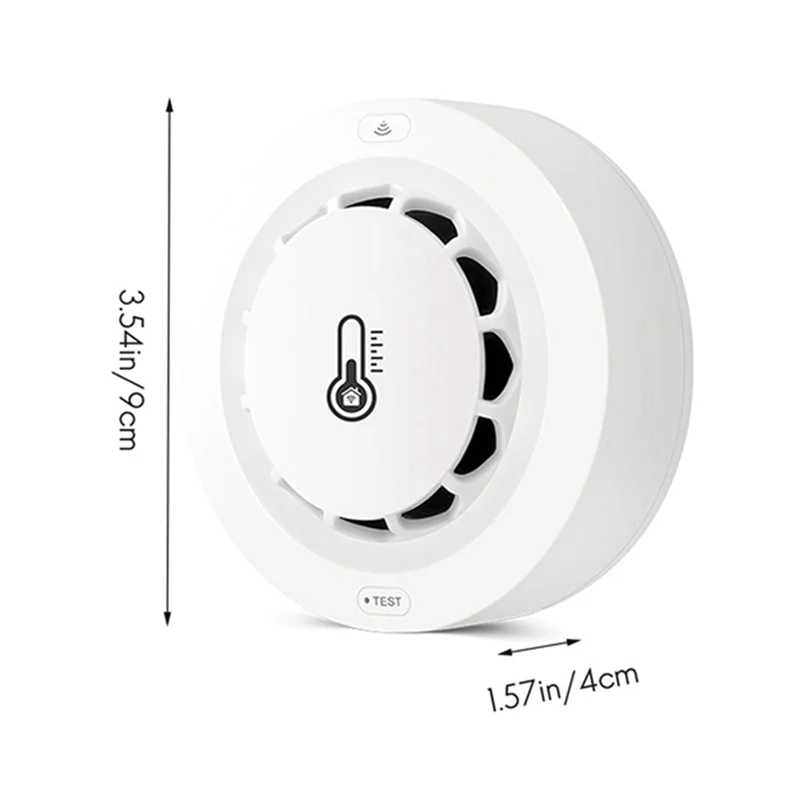 كاشف الدخان الذكي Tuya مع واي فاي وبلوتوث، مراقبة درجة الحرارة والرطوبة، إنذار 80 ديسيبل، إشعارات عن بعد - BTFL