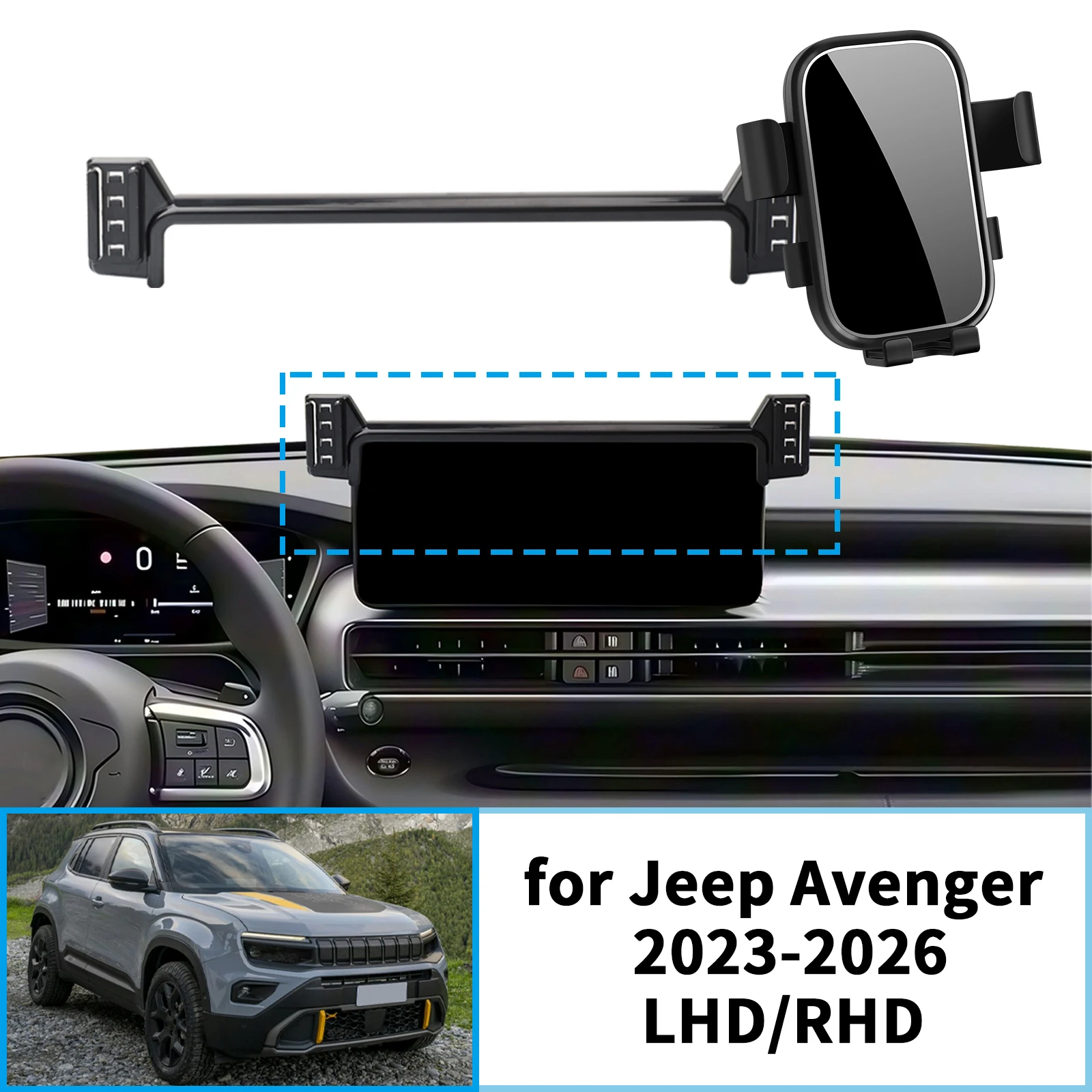 for Jeep Avenger 2023 2024 2025 2026 LHD RHD Stable Clip-On Phone Holder​​ Mount Screen Base No Vibration​ Car accessoires
