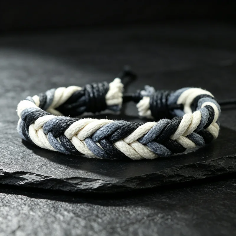 Men's Braided Rope Bracelet Adjustable Handmade Woven Cord