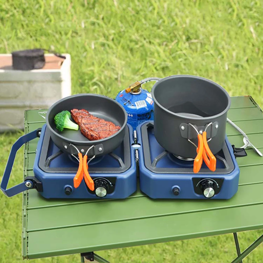 Portable  For Camping Fishing Hiking Outdoor  BBQ  Grill Dual  Gas Burner Foldable  Double 2300W Power