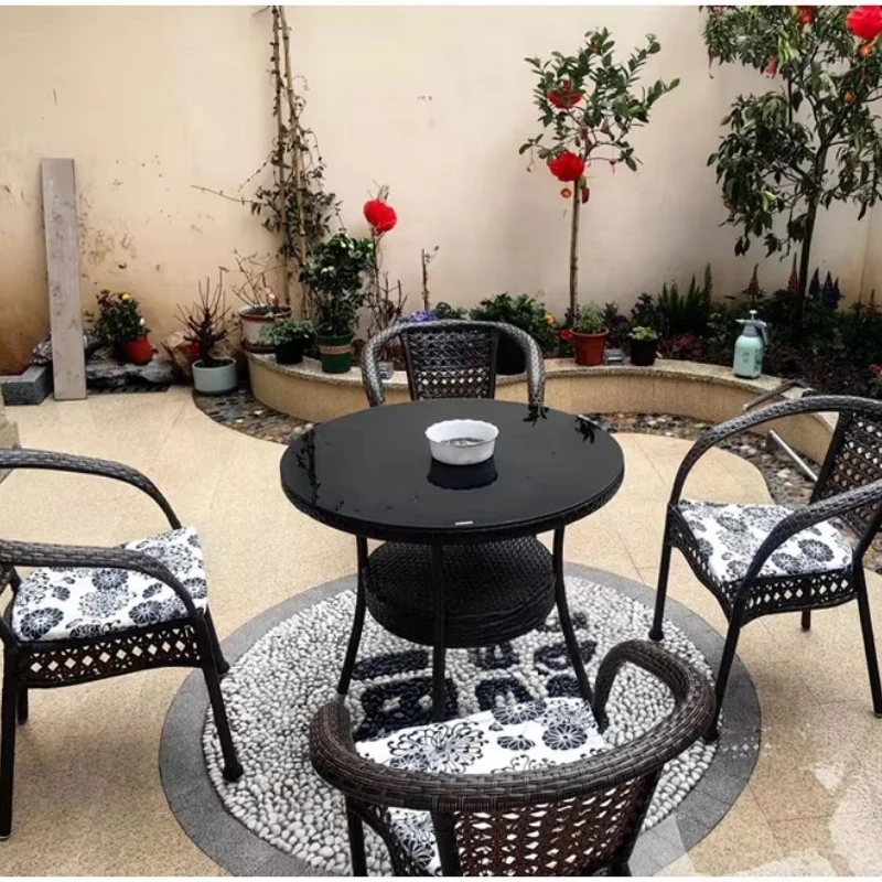 Premium spacious outdoor dining table for four, small terrace wooden dining table