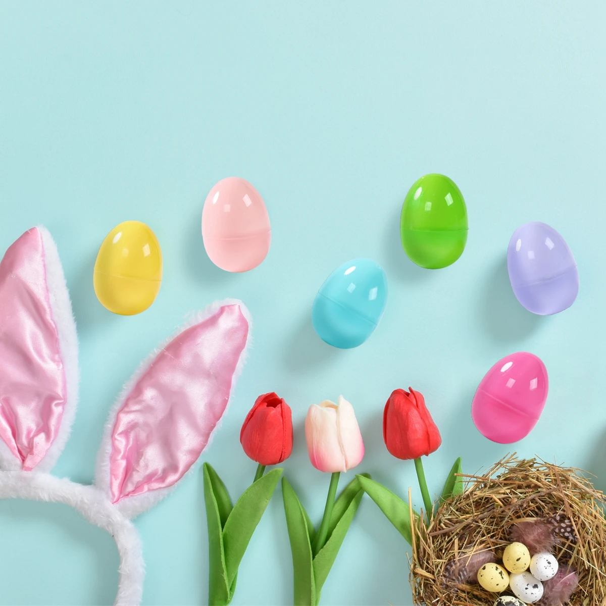 12/24 قطعة بيض عيد الفصح القابلة للتعبئة البلاستيك افتتاح البيض الفارغ اللعب الحلوى الملونة هدية صناديق التعبئة والتغليف عيد الفصح ديكور منزلي للحفلات #5