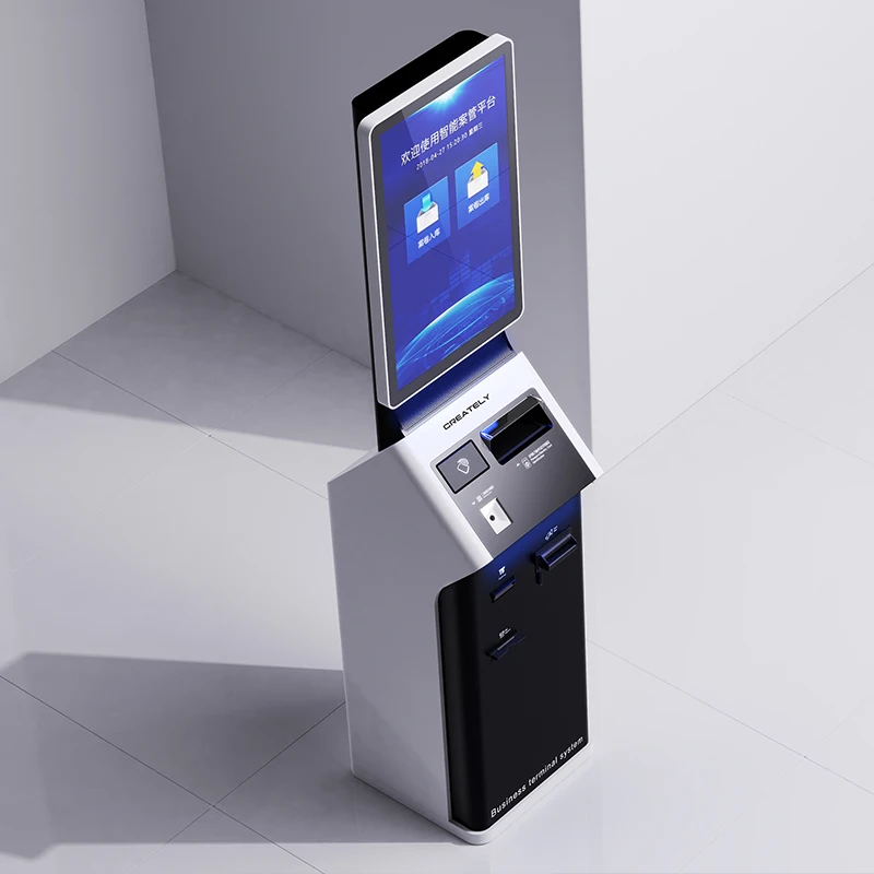 Self Service NFC Key Machine Touch Screen Card Reader Passport Scanner Cash Coin Acceptor Floor Standing Facial Payment Kiosk