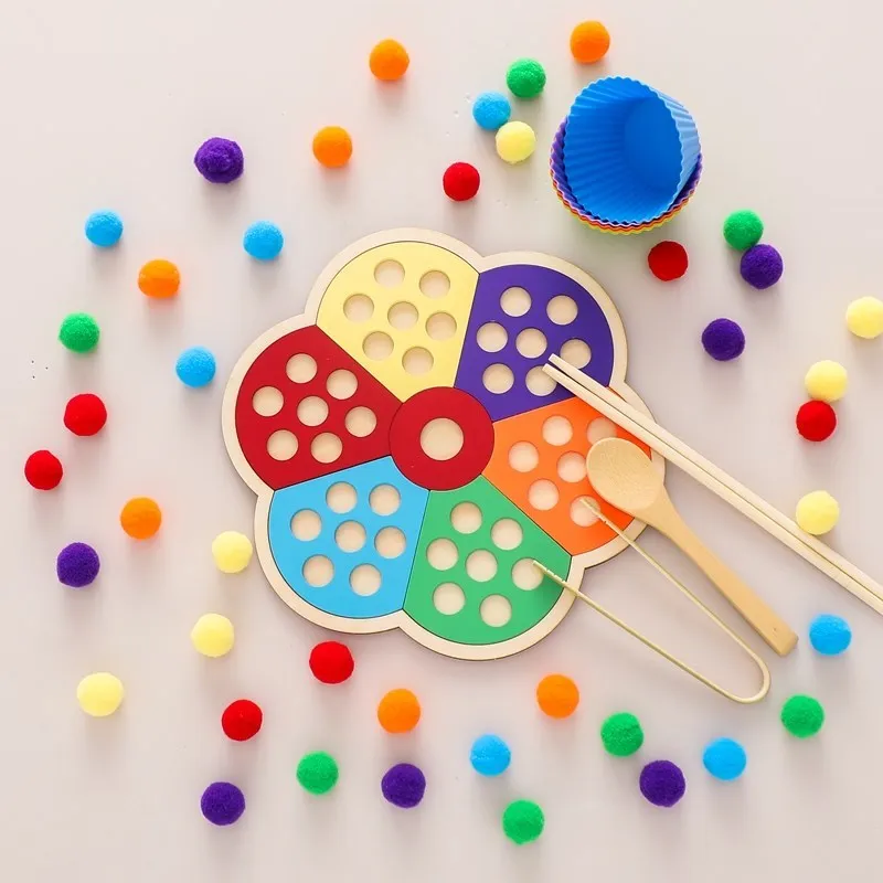 Montessori Sorting Toys Color Sorting Sensory Toys Baby Educational Hexagon Box Counting Puzzle Kids Gifts Wooden for Children