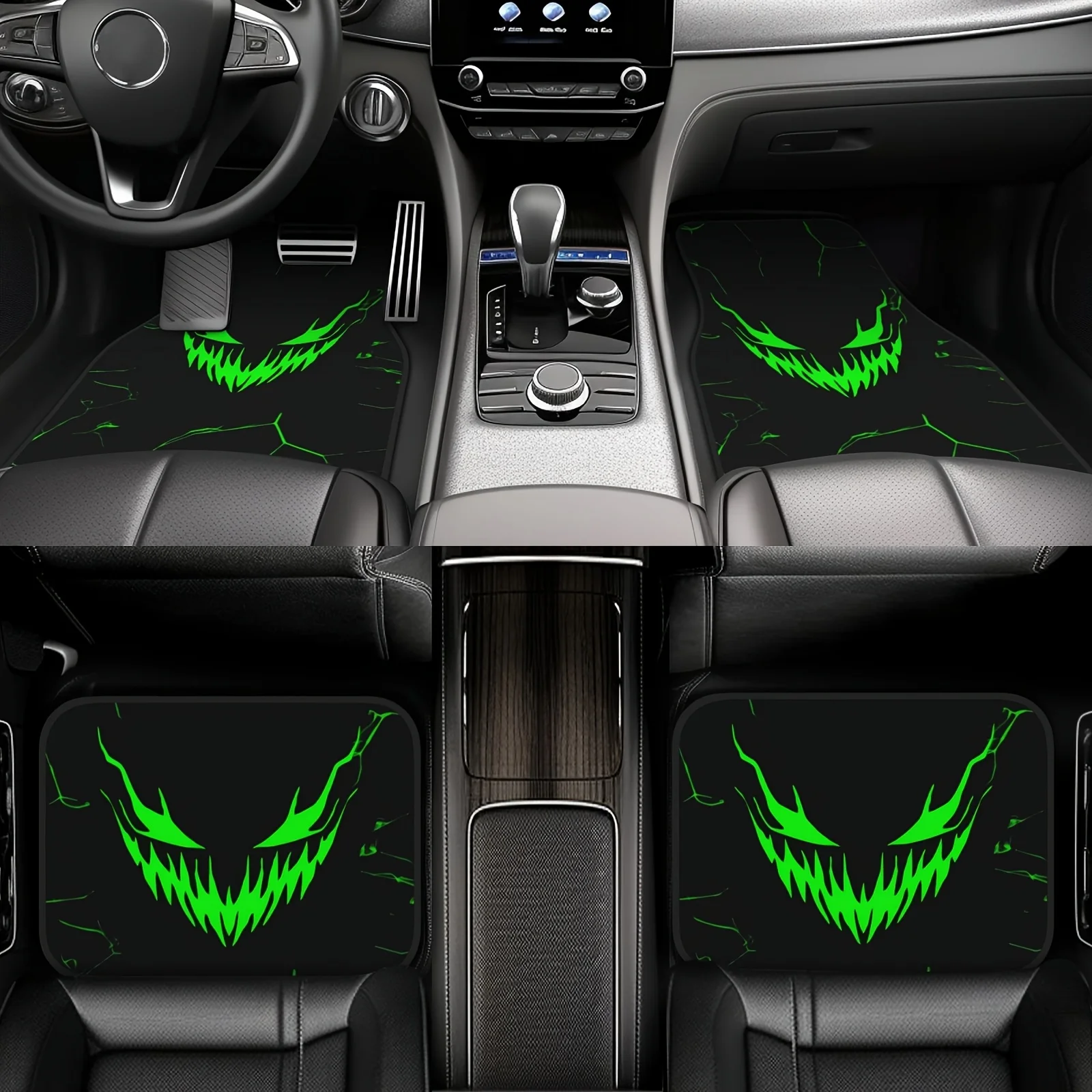 4pcs, Car Floor Mats With Personalized Smiley Face Pattern Style, Universal Car Floor Mats, Easy To Clean, Friendly Car Interior