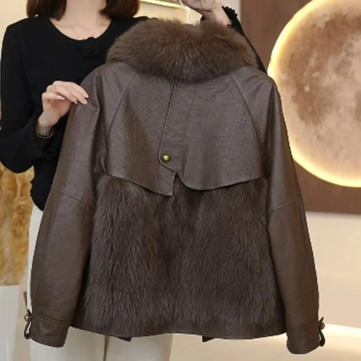 Retro Coffee Fur Coat for Women's 2025 Winter Loose Korean Version Fashionable Imitation Fox Fur Thickened Haining High-end Coat