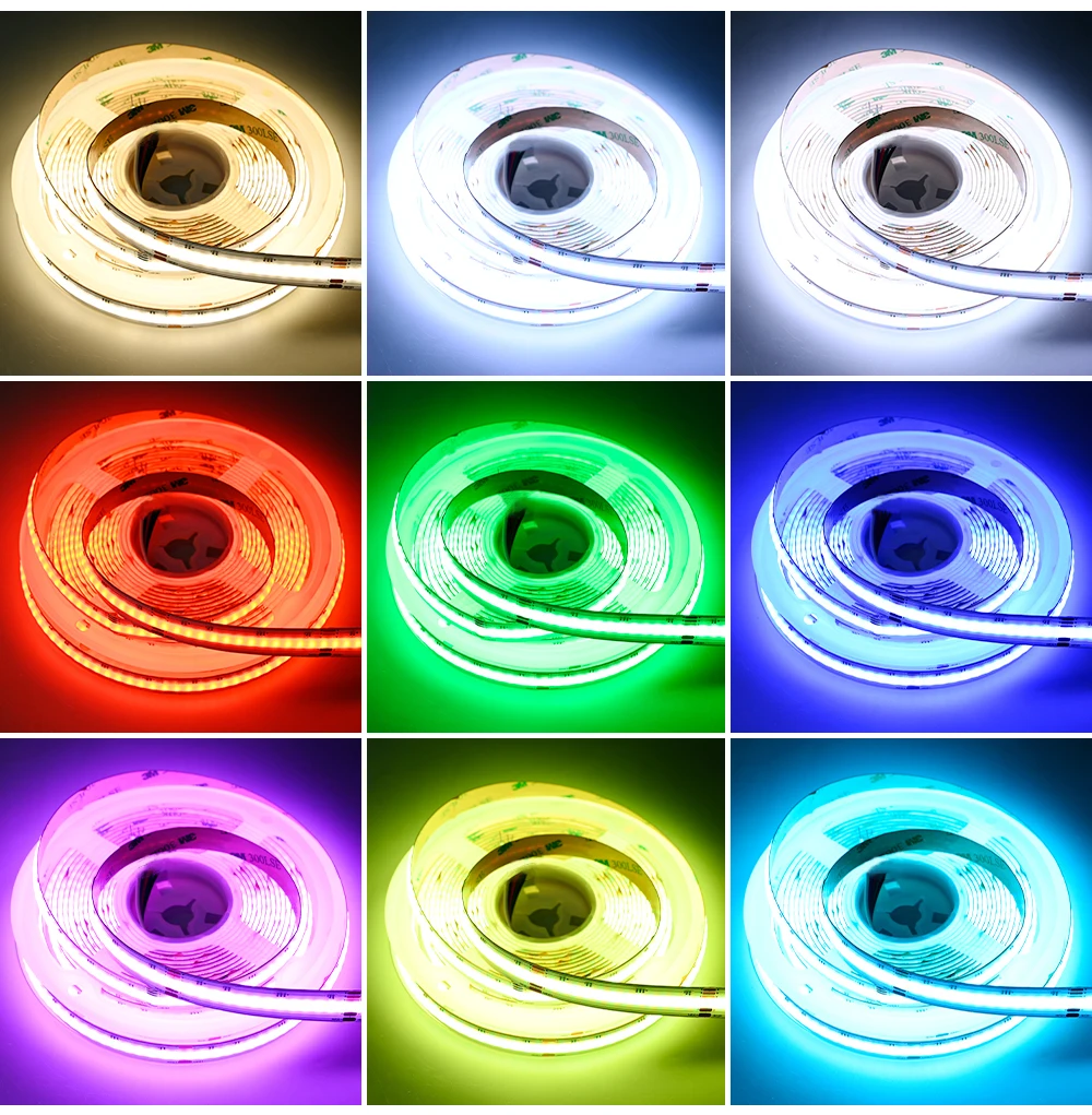 RGBW RGBCCT COB LED-Streifenlicht 896/960LEDs/m Flexibles, hochhelles, dimmbares LED-Band RA90 FCOB RGB+CCT Bandlicht DC12V 24V – Detail 3