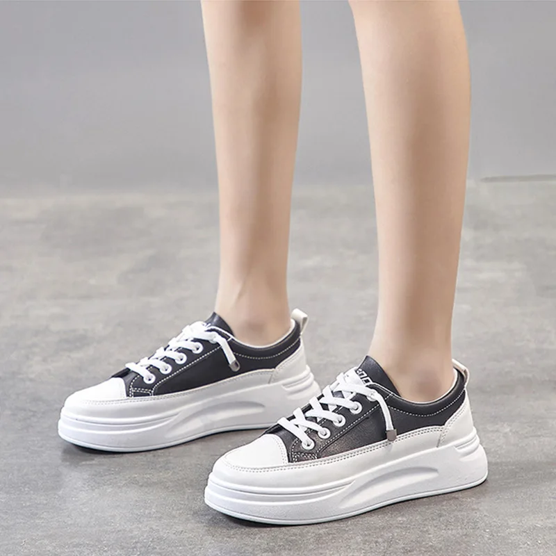 Fashion Sneakers Women Shoes Young Ladies Casual Shoes Female Sneakers Brand Woman White Shoes Thick Sole 3cm A2375
