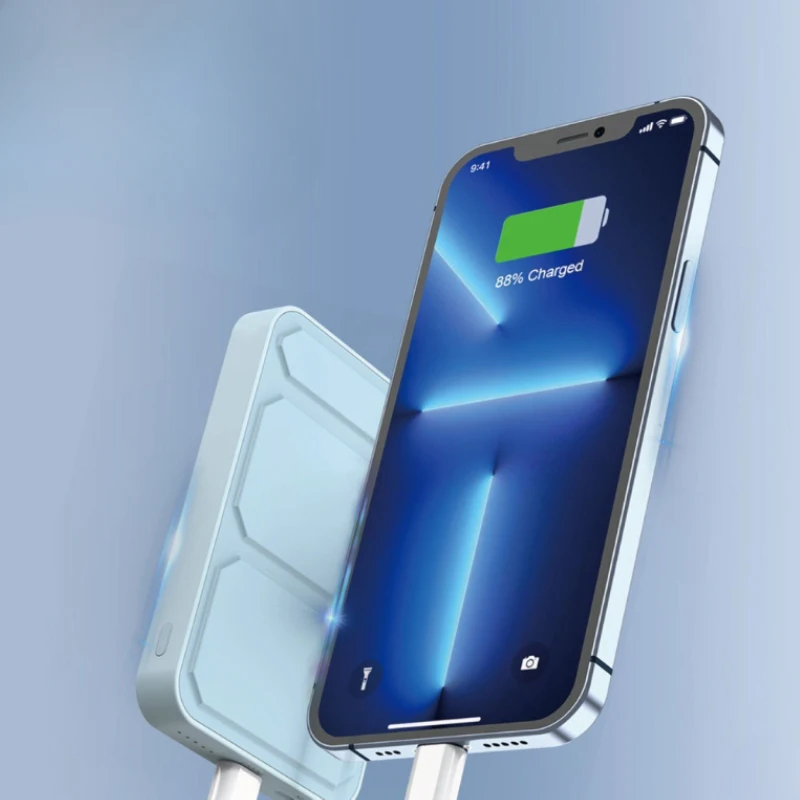 For IPhone Samsung Wireless Magnetic 10000mAh Power Bank with Foldable Stand Portable 5000mAh External Auxiliary Battery