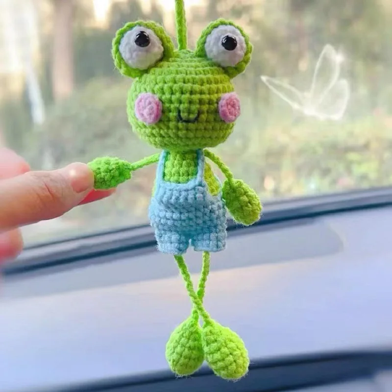 Akcesoria samochodowe Wnętrze, Dekoracja lusterka samochodowego Wiszące lusterko wsteczne Cartoon Animal Ręcznie robiony szydełkowy wisiorek Ornament Gif