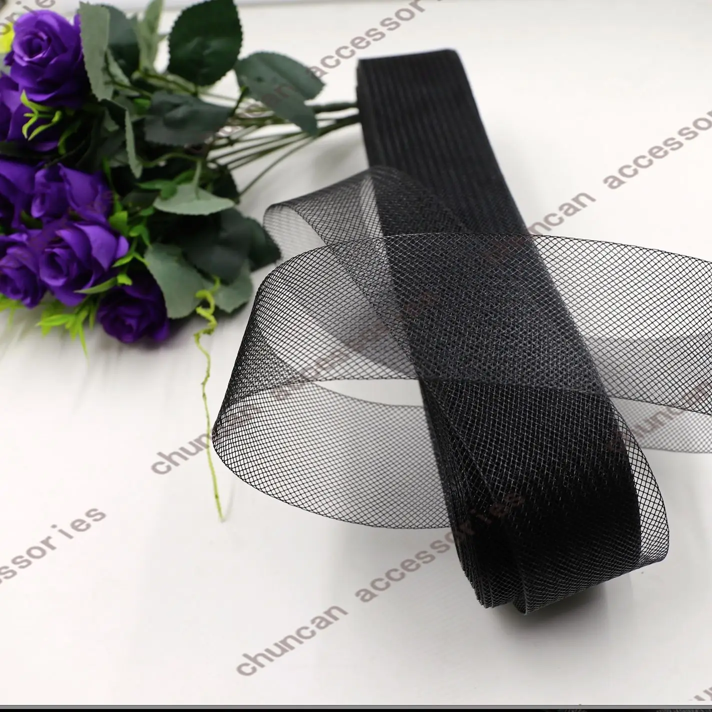Weiche Polyester-Mesh-Band, glattes Crinolina-Flachband mit Crinolina-Stoff für Hüte/Bastelarbeiten/Kleidungszubehör – Detail 9