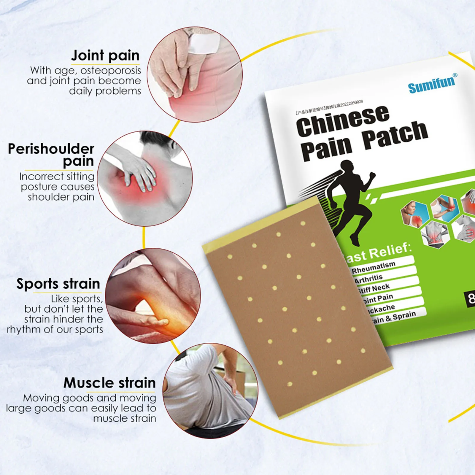 8pcs Natural Herbal Pain Relieving Patch Muscle Back Shoulder Joint Pain Rheumatoid Arthritis Stickers For Body Health Treatment