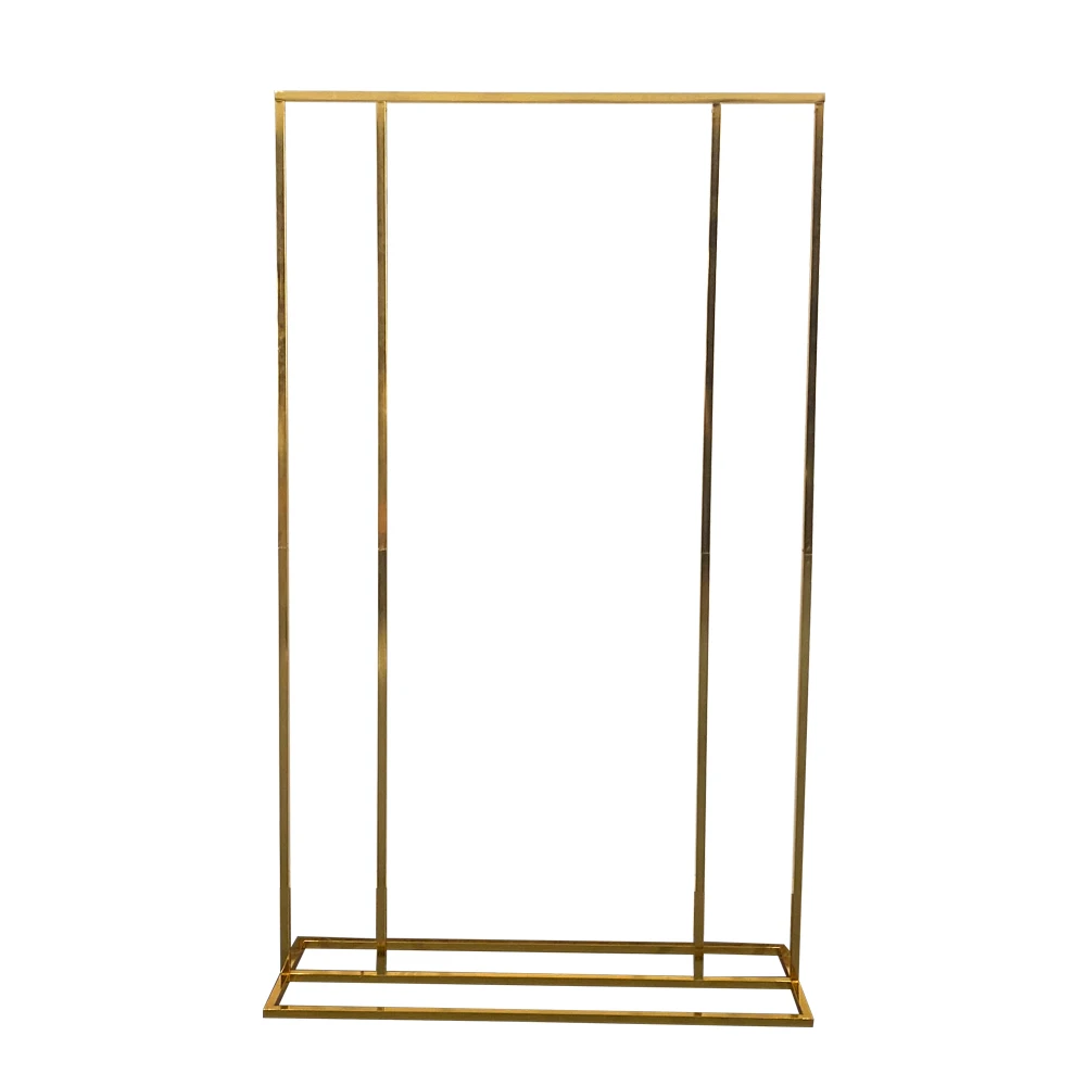 200X120cm Wedding Arch Square Backdrop Stand Background Shiny Metal Gold Plating Outdoor Artificial Flower Door Shelf Frame