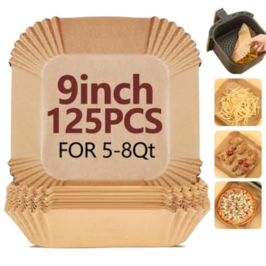 

Air Fryer Liners Disposable-PCS Parchment Paper Liners, Heat Resistant and Non-Stick, Unbleached Lers for Air Fryer, Oven, Roas
